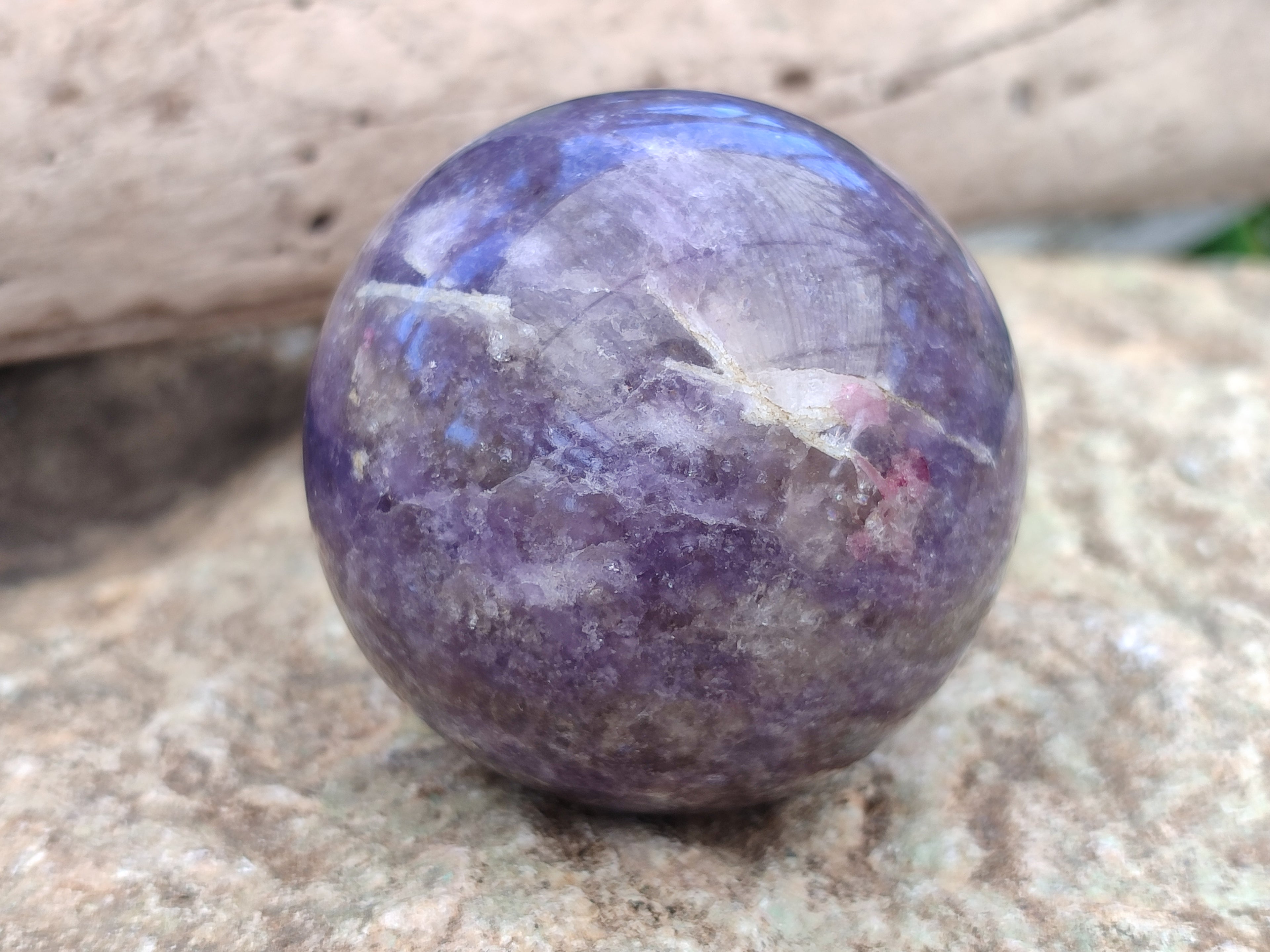 Polished Lepidolite with Pink Rubellite and Blue Lithium Spheres x 4 From Ambatondrazaka, Madagascar - Toprock Gemstones and Minerals 