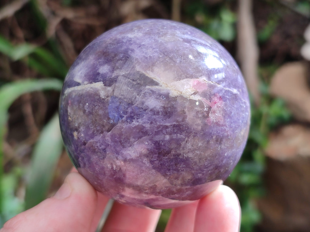 Polished Lepidolite with Pink Rubellite and Blue Lithium Spheres x 4 From Ambatondrazaka, Madagascar - Toprock Gemstones and Minerals 