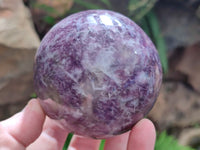 Polished Lepidolite with Pink Rubellite and Blue Lithium Spheres x 4 From Ambatondrazaka, Madagascar