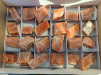 Natural Sunset Orange Rhombohedron Calcite Specimens x 24 From Spitzkop, Namibia