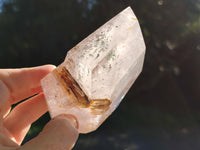 Polished Window Quartz Points with Rutile and Chlorite Moss Inclusions x 2 from Madagascar