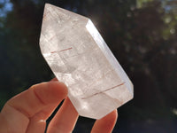 Polished Window Quartz Points with Rutile and Chlorite Moss Inclusions x 2 from Madagascar