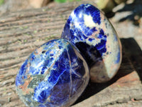 Polished Sodalite Standing Free Forms x 3 From Kunene River, Namibia