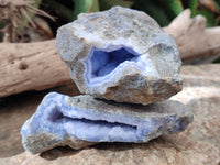 Natural Blue Lace Agate Geode Specimens x 6 From Nsanje, Malawi