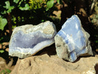 Natural Blue Lace Agate Geode Specimens x 6 From Nsanje, Malawi - Toprock Gemstones and Minerals 