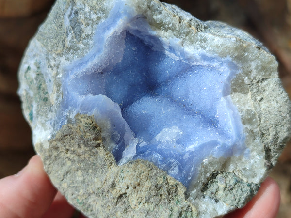 Natural Blue Lace Agate Geode Specimens x 6 From Nsanje, Malawi