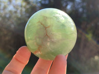 Polished Fluorescent Green Fluorite Spheres x 4 From Madagascar