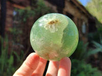 Polished Fluorescent Green Fluorite Spheres x 4 From Madagascar