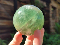 Polished Fluorescent Green Fluorite Spheres x 4 From Madagascar