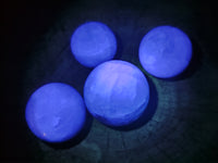Polished Fluorescent Green Fluorite Spheres x 4 From Madagascar