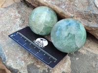 Polished Fluorescent Green Fluorite Spheres x 4 From Madagascar