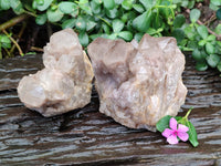 Natural Phantom Quartz Clusters x 2 From Luena, Congo