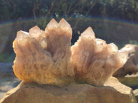 Natural Phantom Quartz Clusters x 2 From Luena, Congo