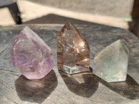 Polished Mixed Window Quartz Points Including Rutile and Citrine x 2 from Madagascar