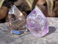 Polished Mixed Window Quartz Points Including Rutile and Citrine x 2 from Madagascar