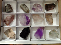 Polished Mixed Window Quartz Points Including Rutile and Citrine x 2 from Madagascar