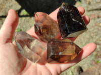 Polished Mixed Window Quartz Points Including Rutile and Citrine x 2 from Madagascar