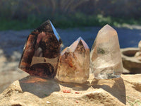 Polished Mixed Window Quartz Points Including Rutile and Citrine x 2 from Madagascar