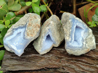 Natural Blue Lace Agate Geode Specimens x 24 From Nsanje, Malawi