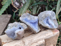 Natural Blue Lace Agate Geode Specimens x 24 From Nsanje, Malawi