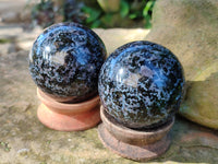 Polished Gabbro / Merlinite Sphere x 4 From Madagascar