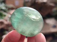 Polished Green Fluorite Palm Stones x 20 From Madagascar