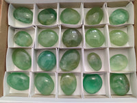 Polished Green Fluorite Palm Stones x 20 From Madagascar