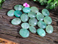 Polished Green Fluorite Palm Stones x 20 From Madagascar