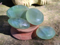 Polished Green Fluorite Palm Stones x 20 From Madagascar
