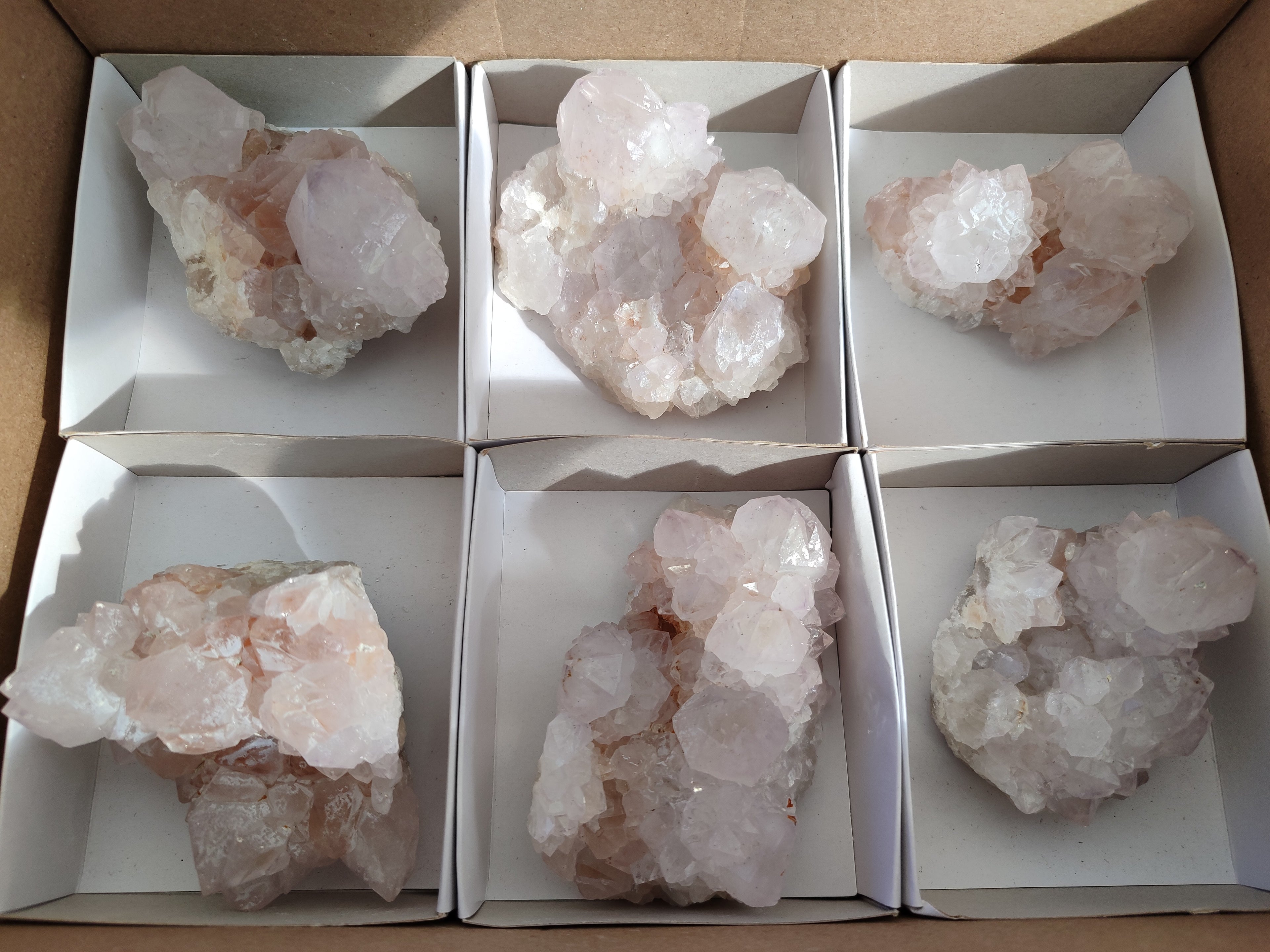 Natural White Cactus Spirit Amethyst Clusters x 6 From South Africa - Toprock Gemstones and Minerals 