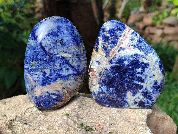 Polished Sodalite Standing Free Forms x 3 From Kunene River, Namibia