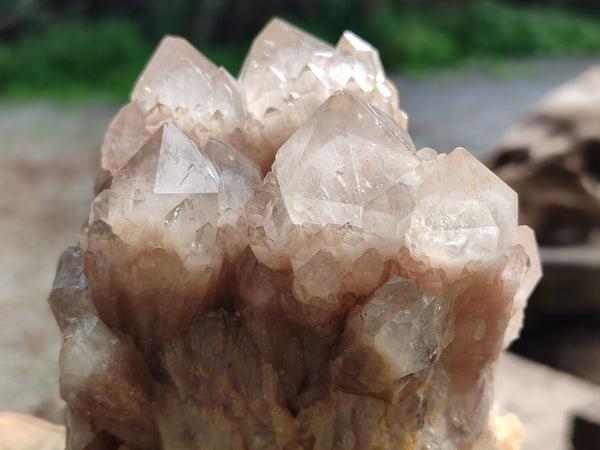 Natural Phantom Quartz Clusters x 2 From Luena, Congo