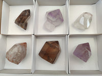 Polished Mixed Quartz Points Including Citrine x 6 from Madagascar