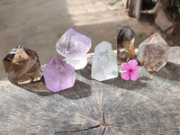 Polished Mixed Quartz Points Including Citrine x 6 from Madagascar