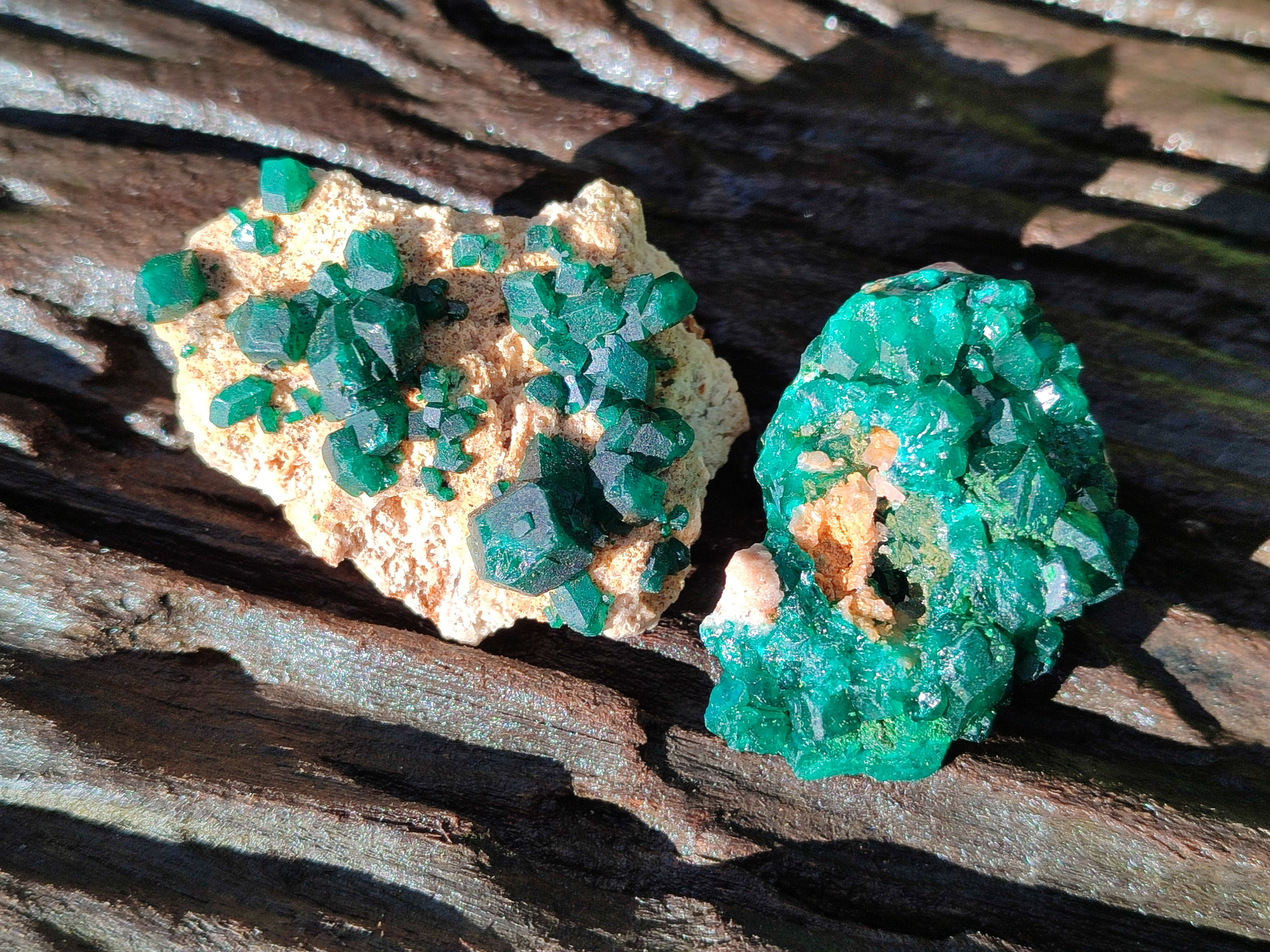 Natural Dioptase on Dolomite Matrix Specimens x 6 From Likasi, Congo - Toprock Gemstones and Minerals 