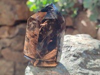 Polished Mixed Amethyst and Smokey Quartz Points x 6 from Madagascar