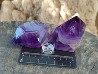 Polished Mixed Amethyst and Smokey Quartz Points x 6 from Madagascar