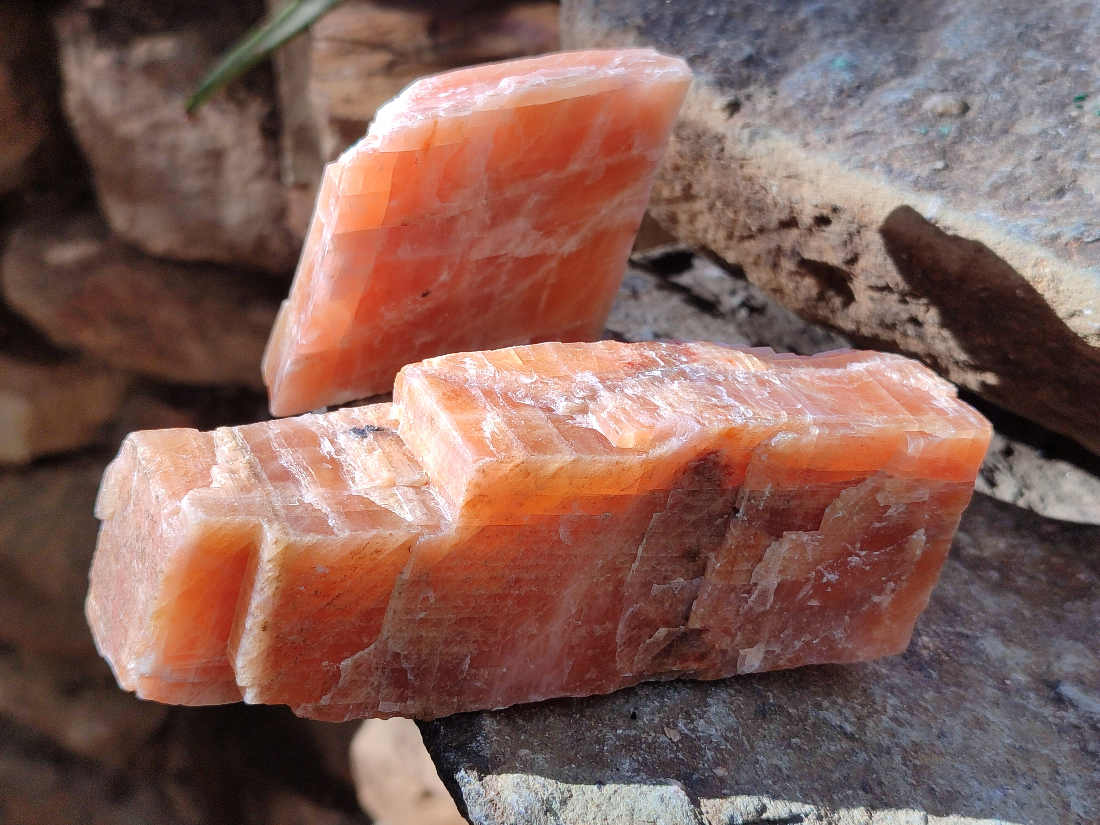 Natural Sunset Orange Rhombohedron Calcite Specimens x 12 From Spitzkop, Namibia - Toprock Gemstones and Minerals 