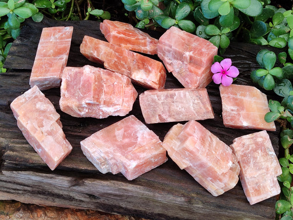 Natural Sunset Orange Rhombohedron Calcite Specimens x 12 From Spitzkop, Namibia
