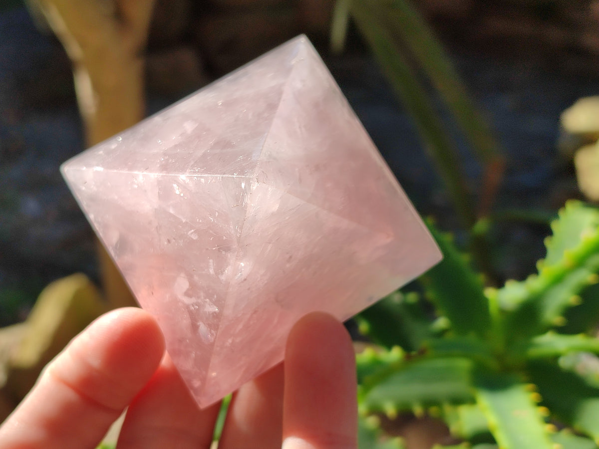 Polished Rose Quartz Pyramids x 6 From Ambatondrazaka, Madagascar - Toprock Gemstones and Minerals 