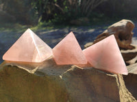 Polished Rose Quartz Pyramids x 6 From Ambatondrazaka, Madagascar
