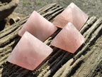 Polished Rose Quartz Pyramids x 6 From Ambatondrazaka, Madagascar - Toprock Gemstones and Minerals 