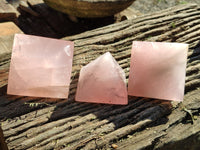 Polished Rose Quartz Pyramids x 6 From Ambatondrazaka, Madagascar