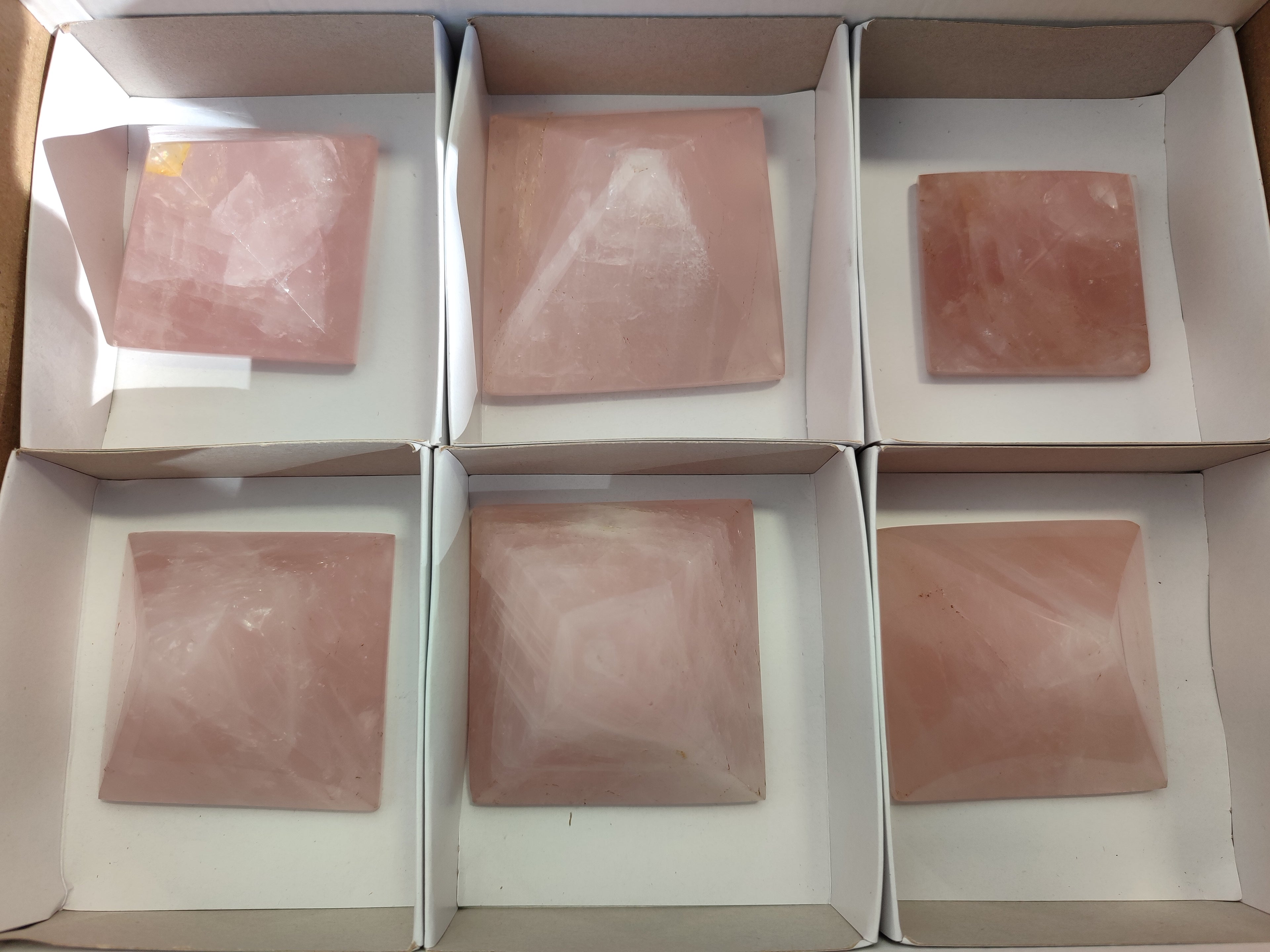 Polished Rose Quartz Pyramids x 6 From Ambatondrazaka, Madagascar - Toprock Gemstones and Minerals 