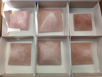Polished Rose Quartz Pyramids x 6 From Ambatondrazaka, Madagascar