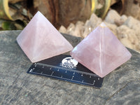Polished Rose Quartz Pyramids x 6 From Ambatondrazaka, Madagascar