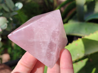 Polished Rose Quartz Pyramids x 6 From Ambatondrazaka, Madagascar