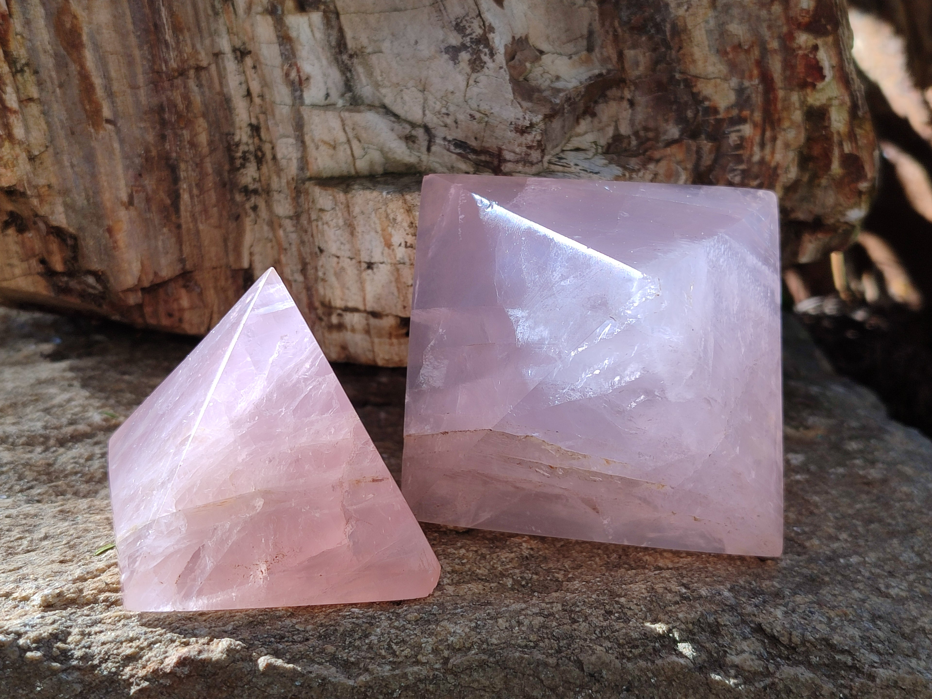 Polished Rose Quartz Pyramids x 6 From Ambatondrazaka, Madagascar - Toprock Gemstones and Minerals 