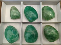 Polished Green Fluorite Standing Free Forms x 6 From Madagascar