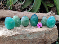 Polished Green Fluorite Standing Free Forms x 6 From Madagascar